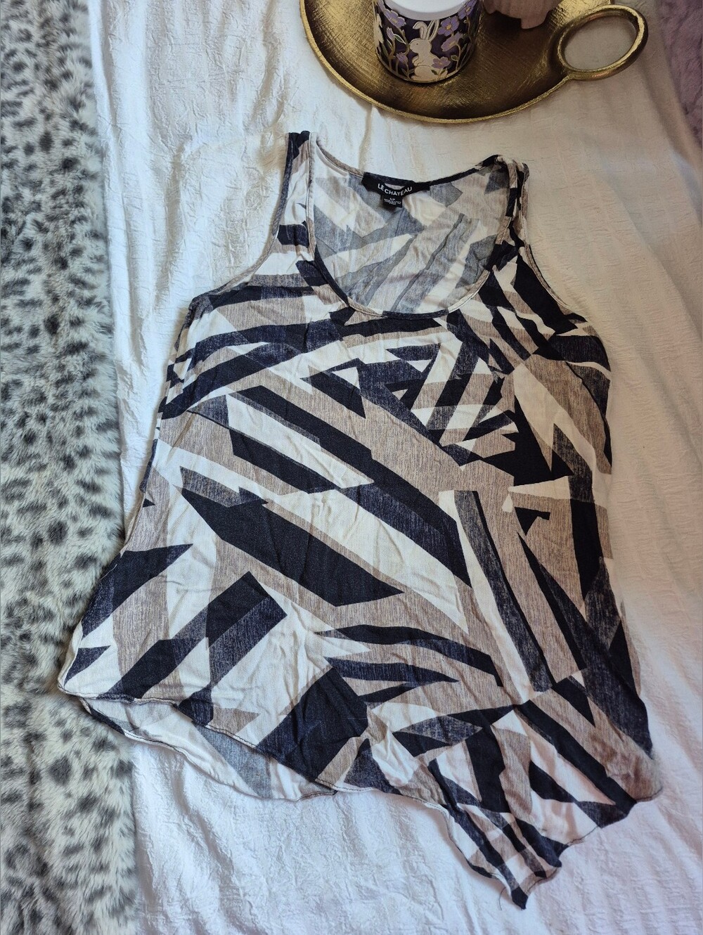 Le Chateau Asymetrical Patterned Tank Top